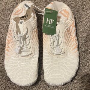 Women's White and Orange Athletic Shoes